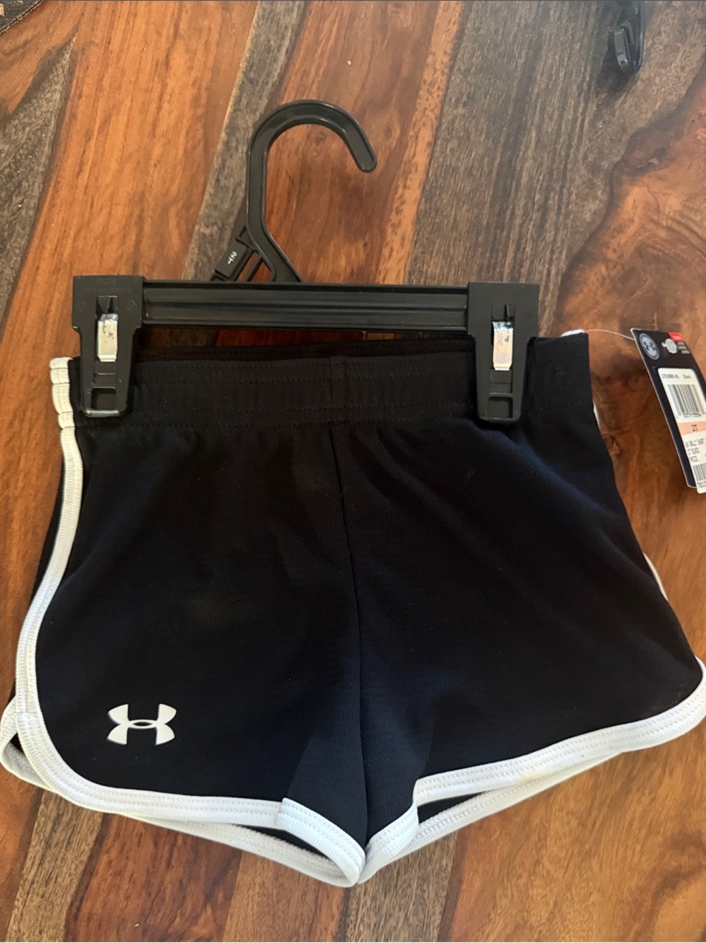 Under Armour Black Athletic Shorts with White Trim - girls 2T